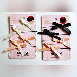 NWT 2pks/8pcs SCÜNCI REAL RIBBON BOWS BOBBY PINS: NEUTRAL COLORS!